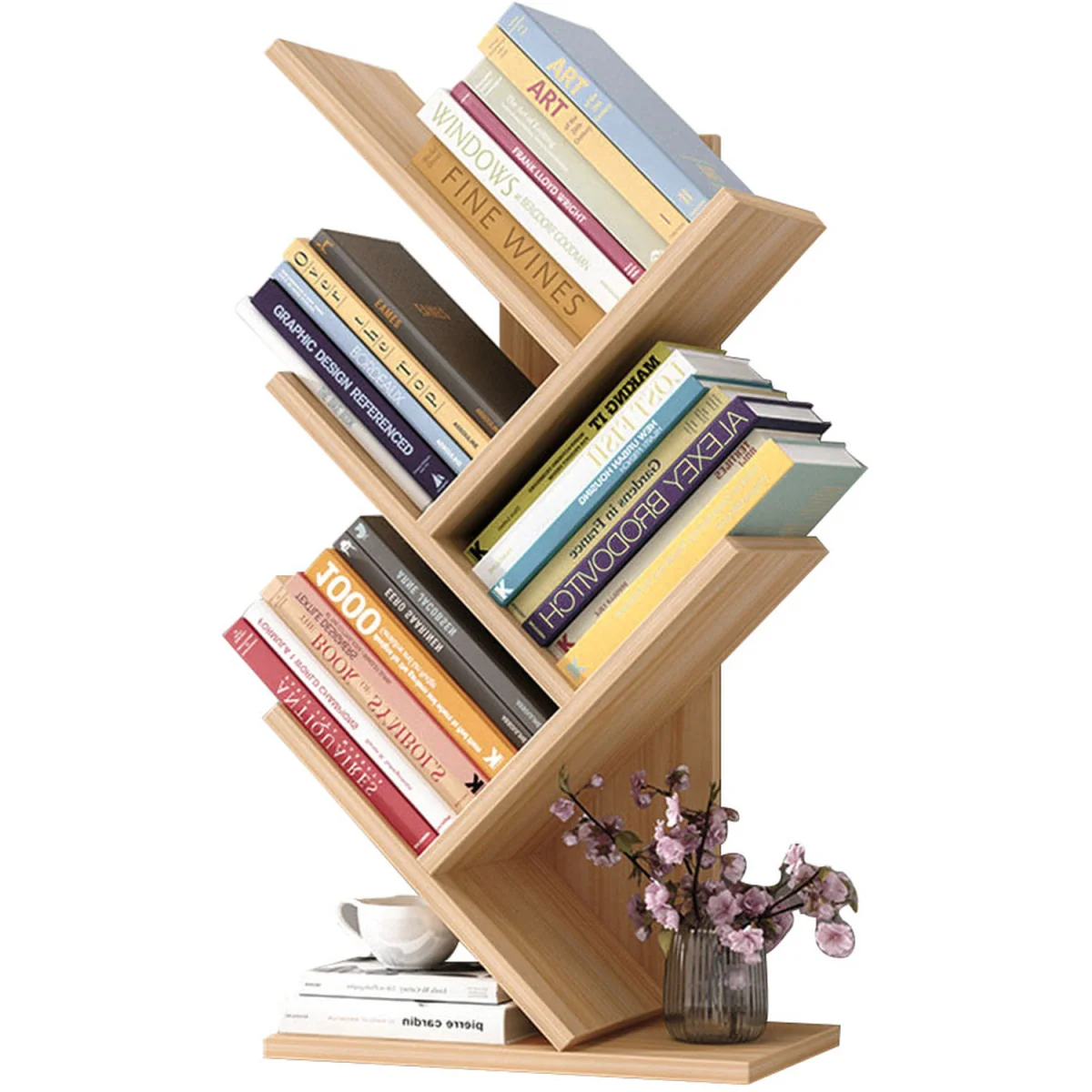 Tree Shape Multi Tier Wooden Bookshelf - Wood – image 5