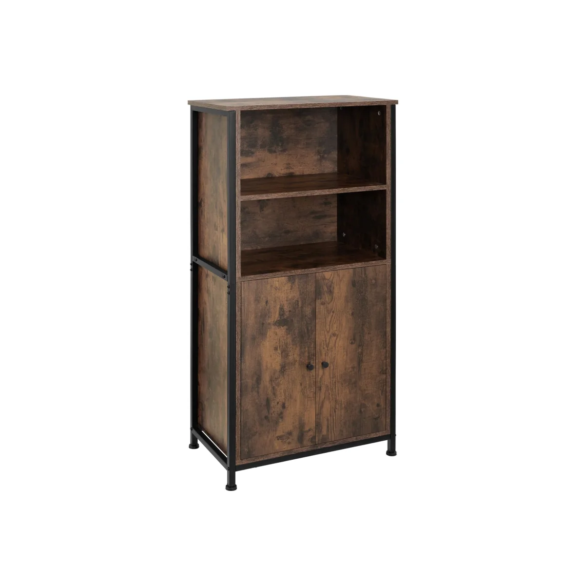 Display Cabinet Doncaster, 2 Cupboards, Adjustable Shelves - Industrial wood dark, rustic – image 1