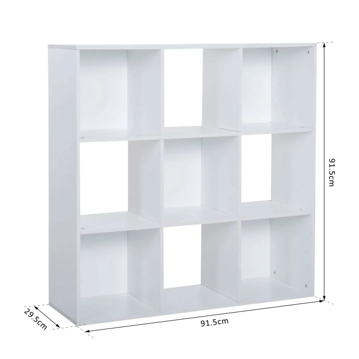 Zido Wood White 3-Tier 9-Cube Storage Bookcase – image 5