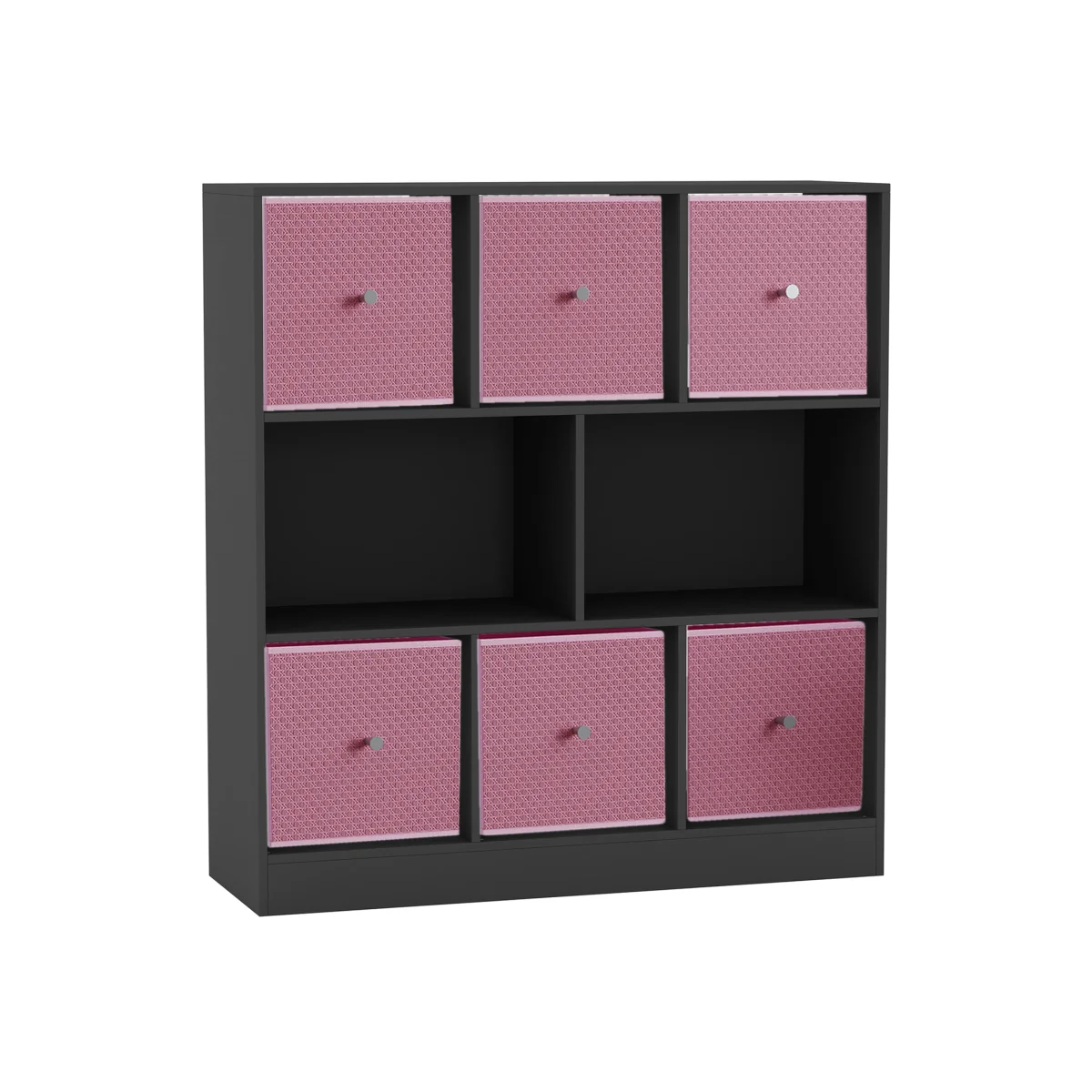 8 Black Cube Bookcase with 6 Fabric Storage Drawers Inserts - Pastel Pink Drawer