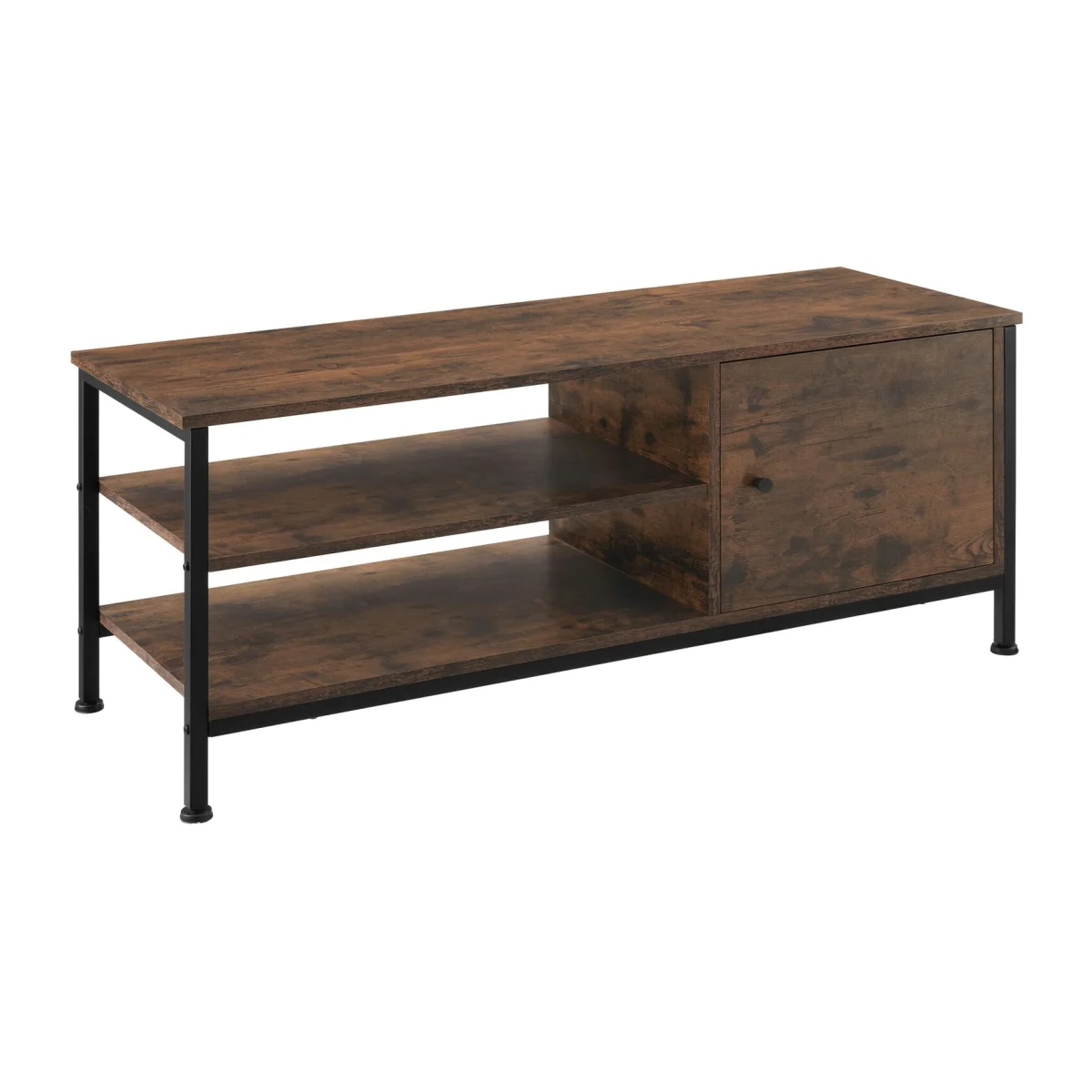 TV Stand Durban, Cabinet, 3 Shelves, Cupboard Section with Door - Industrial wood dark, rustic – image 1