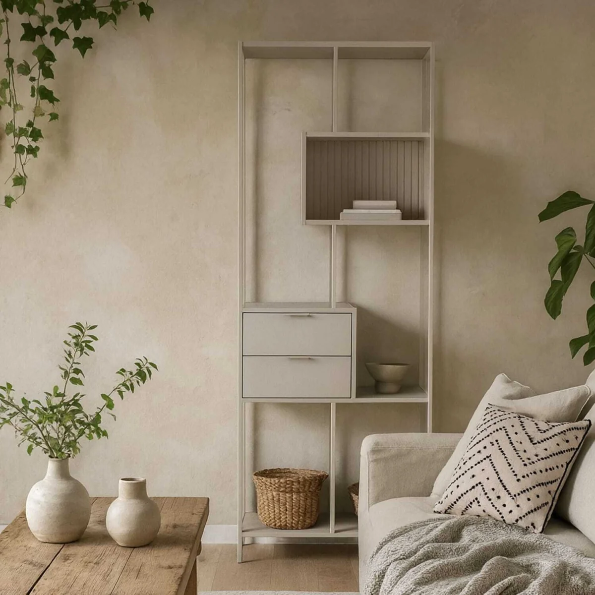 Fort Worth Tall Metal Bookcase with 2 Drawers and 4 Shelves - Grey – image 1