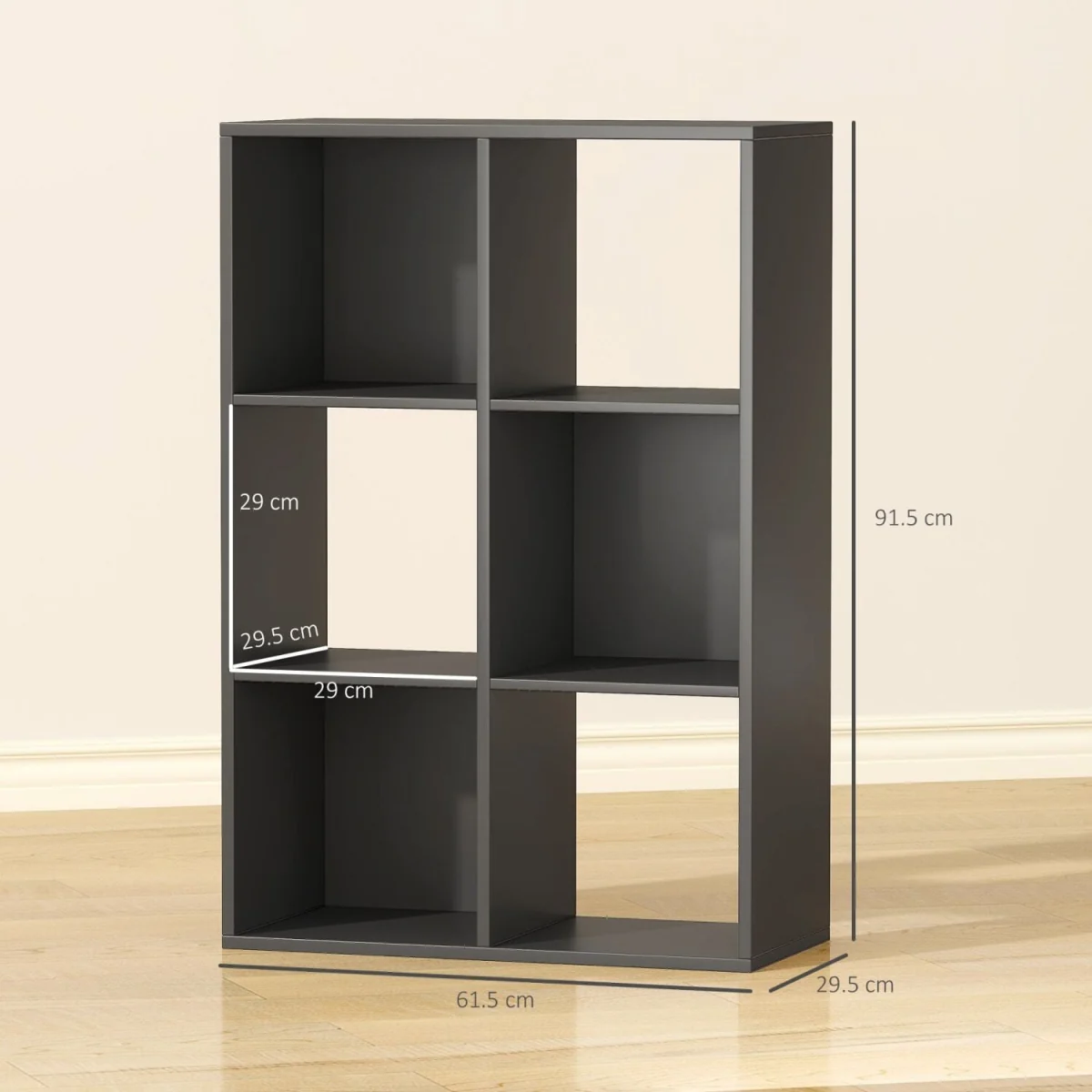 Vasutte Wooden Black 6 Cube Storage Bookcase – image 5