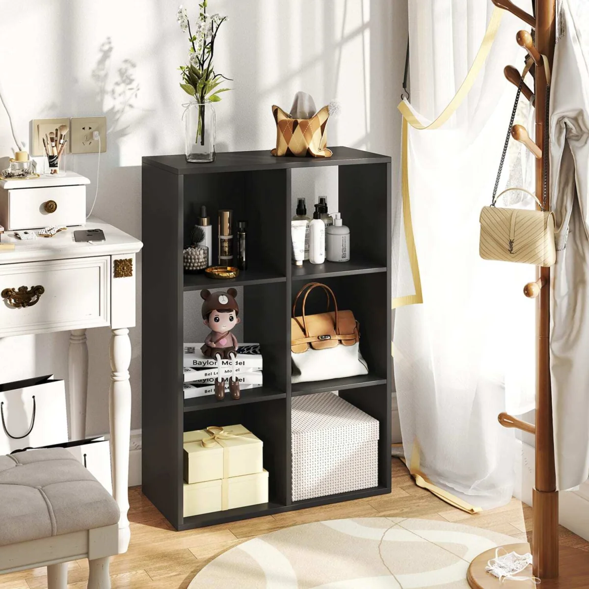 Vasutte Wooden Black 6 Cube Storage Bookcase – image 9