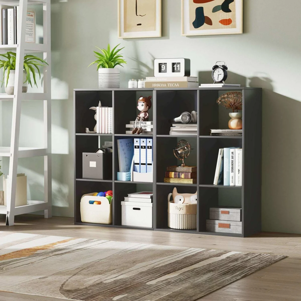 Vasutte Wooden Black 6 Cube Storage Bookcase – image 10