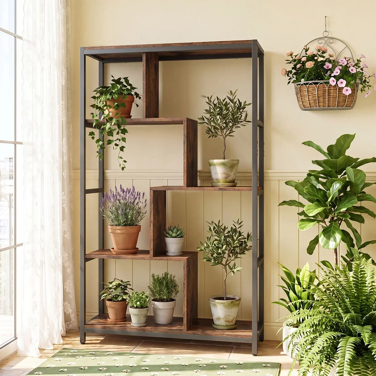 5-Tier Industrial Bookcase - Brown – image 1