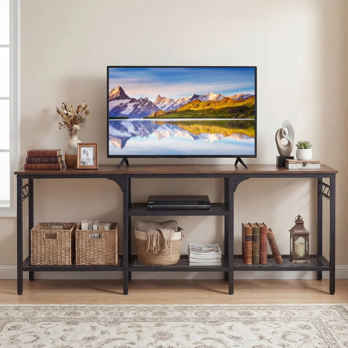 Industrial Entertainment Center with Shelves – image 3