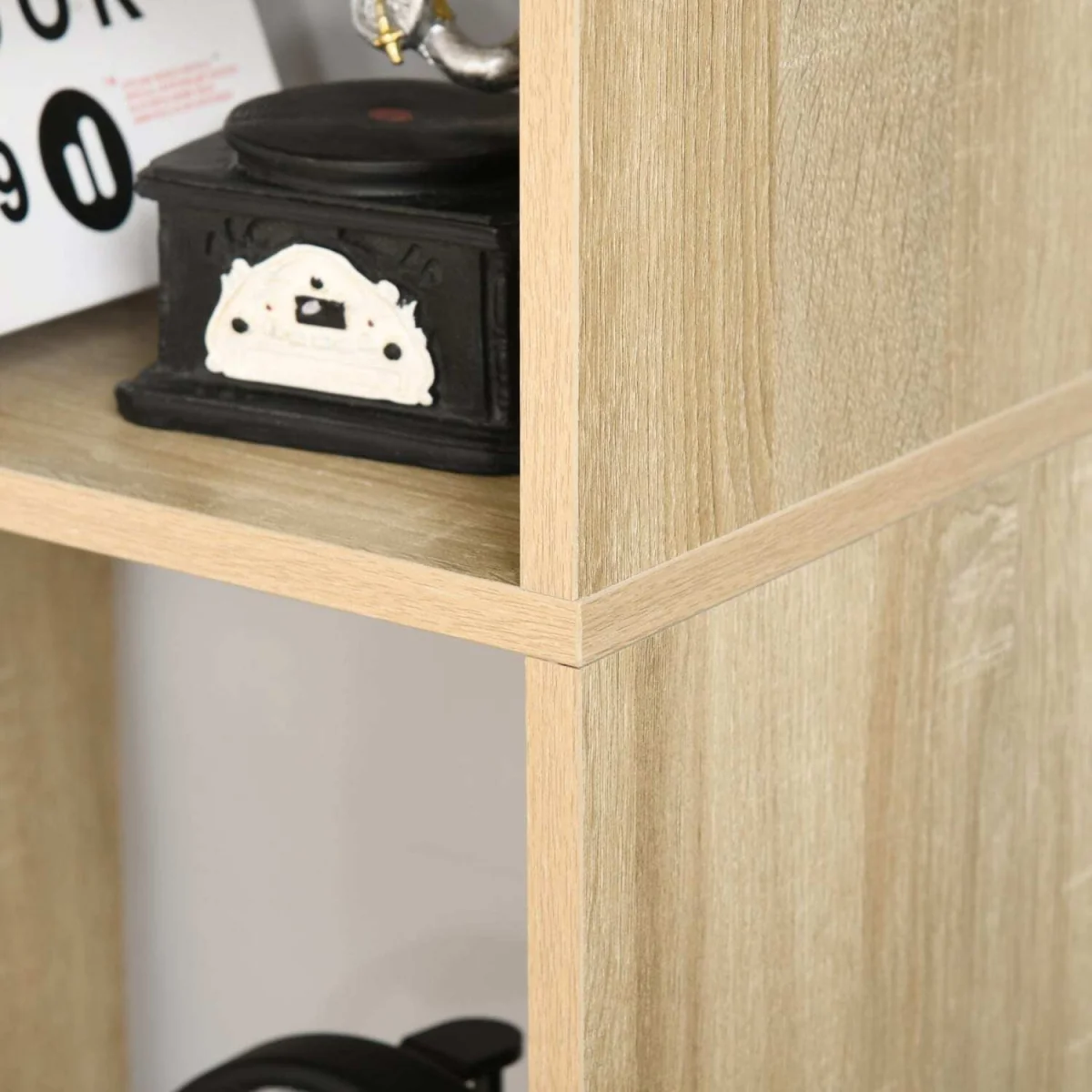 Neviludo Wood Natural Finish Tall 8 Cube Bookcase Room Divider With Freestanding Shelving 70 x 24 x 178 cm – image 2