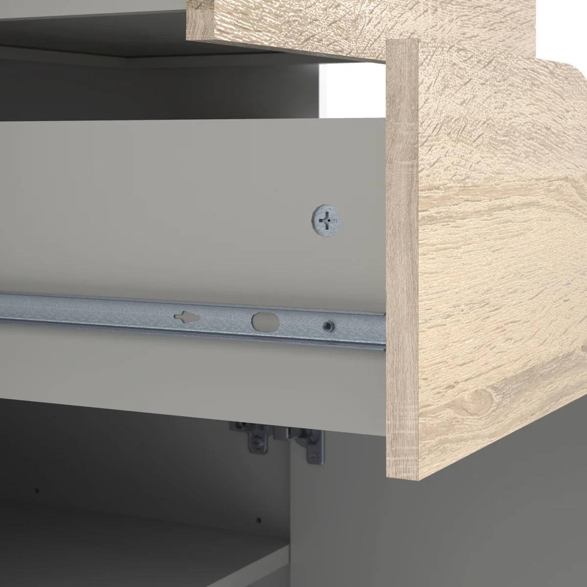 Oslo Bookcase 2 Drawers 1 Door in White and Oak - White & Oak – image 9