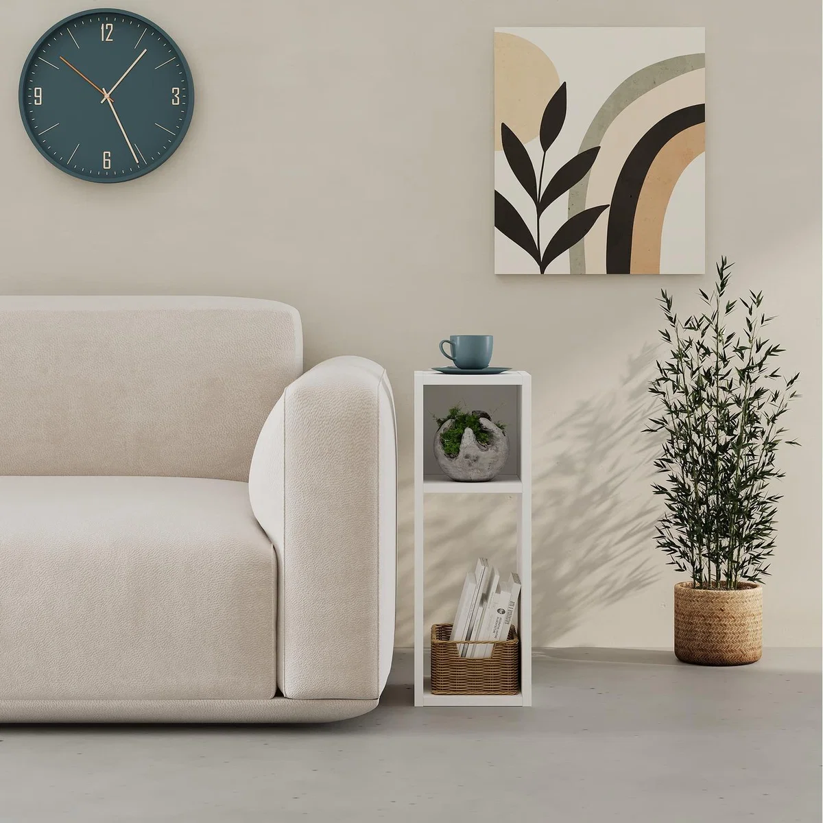 Combayn Modern 3 Cube Small Low Bookcase - White