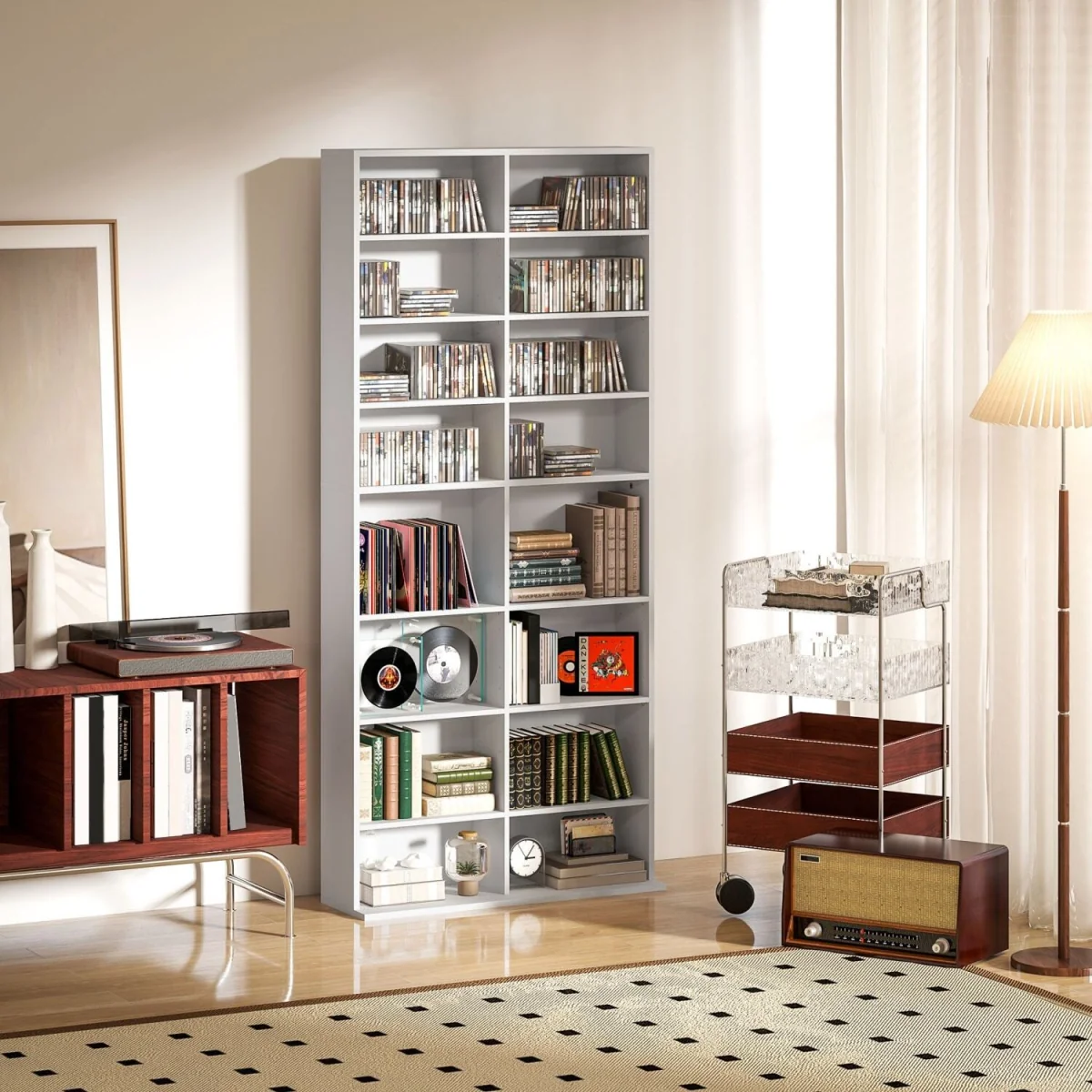 Latota Wood White Tall Media Storage Tower With 640 Disc Capacity – image 2