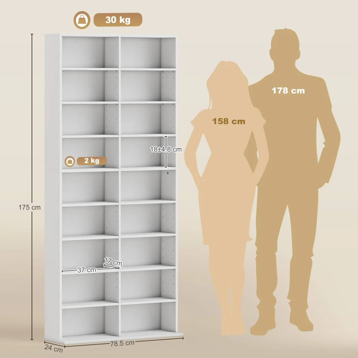 Latota Wood White Tall Media Storage Tower With 640 Disc Capacity – image 4