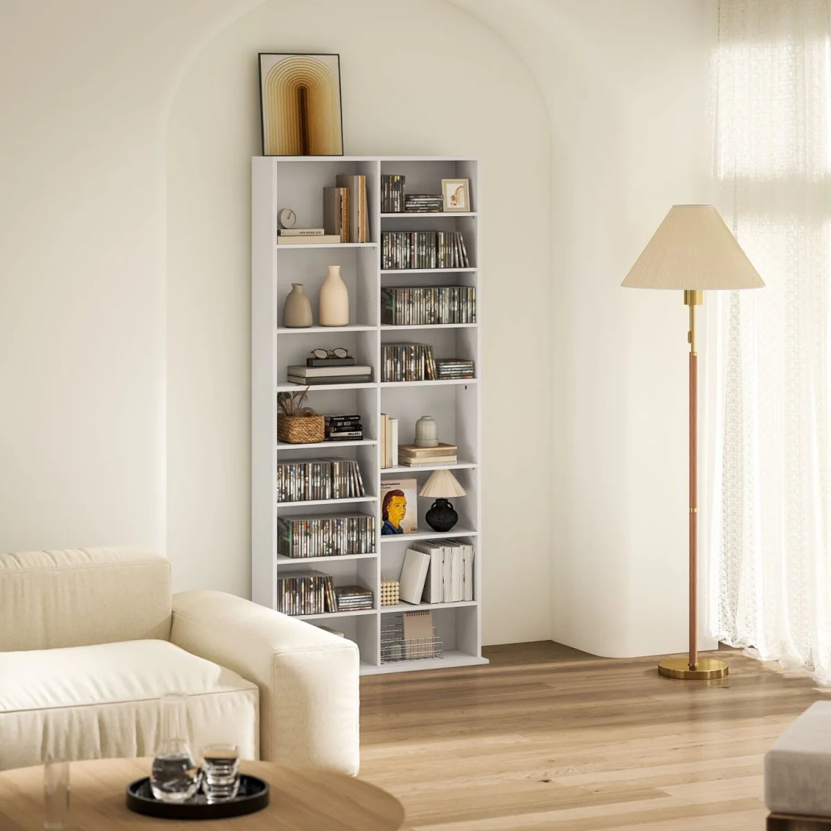 Latota Wood White Tall Media Storage Tower With 640 Disc Capacity – image 9