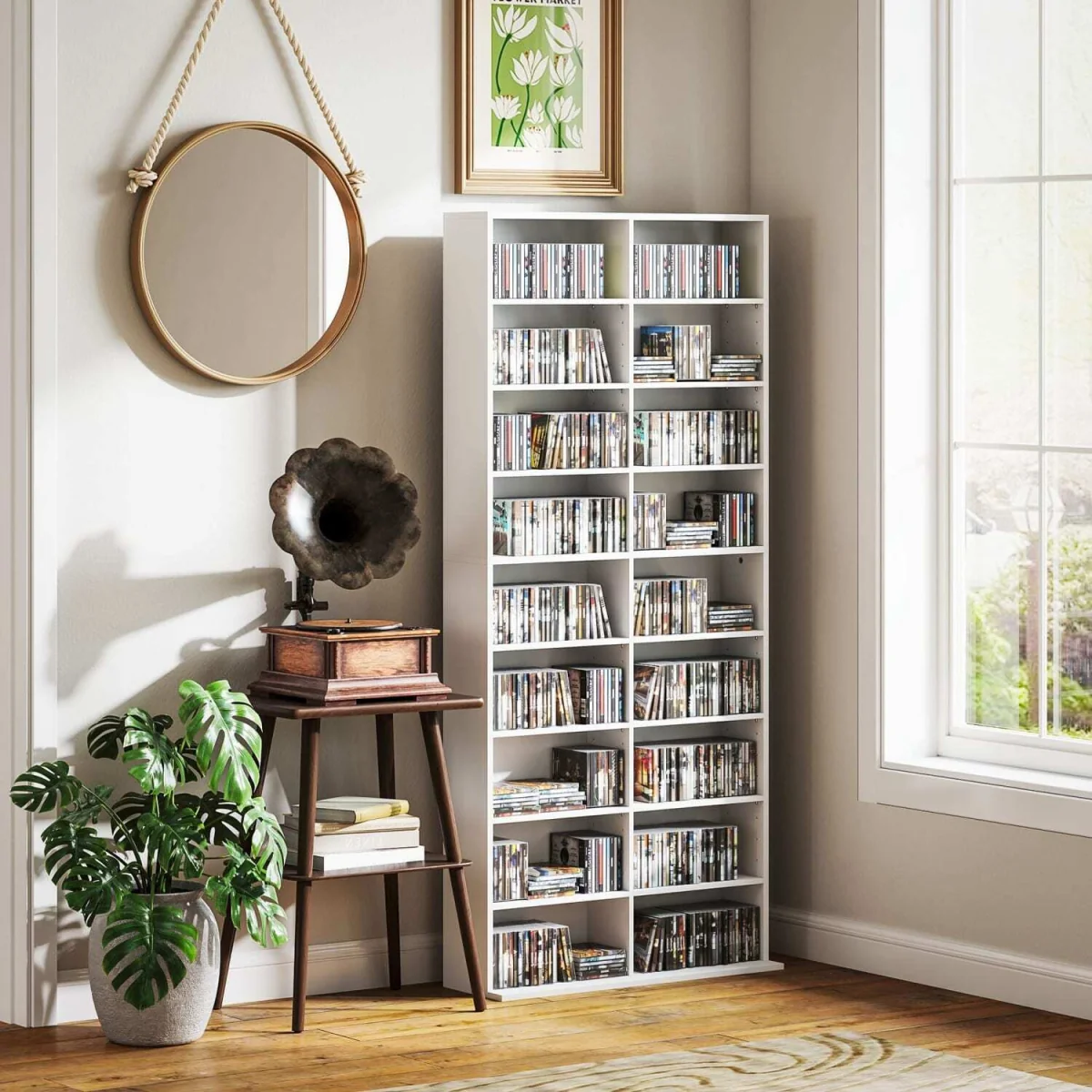 Latota Wood White Tall Media Storage Tower With 640 Disc Capacity – image 10