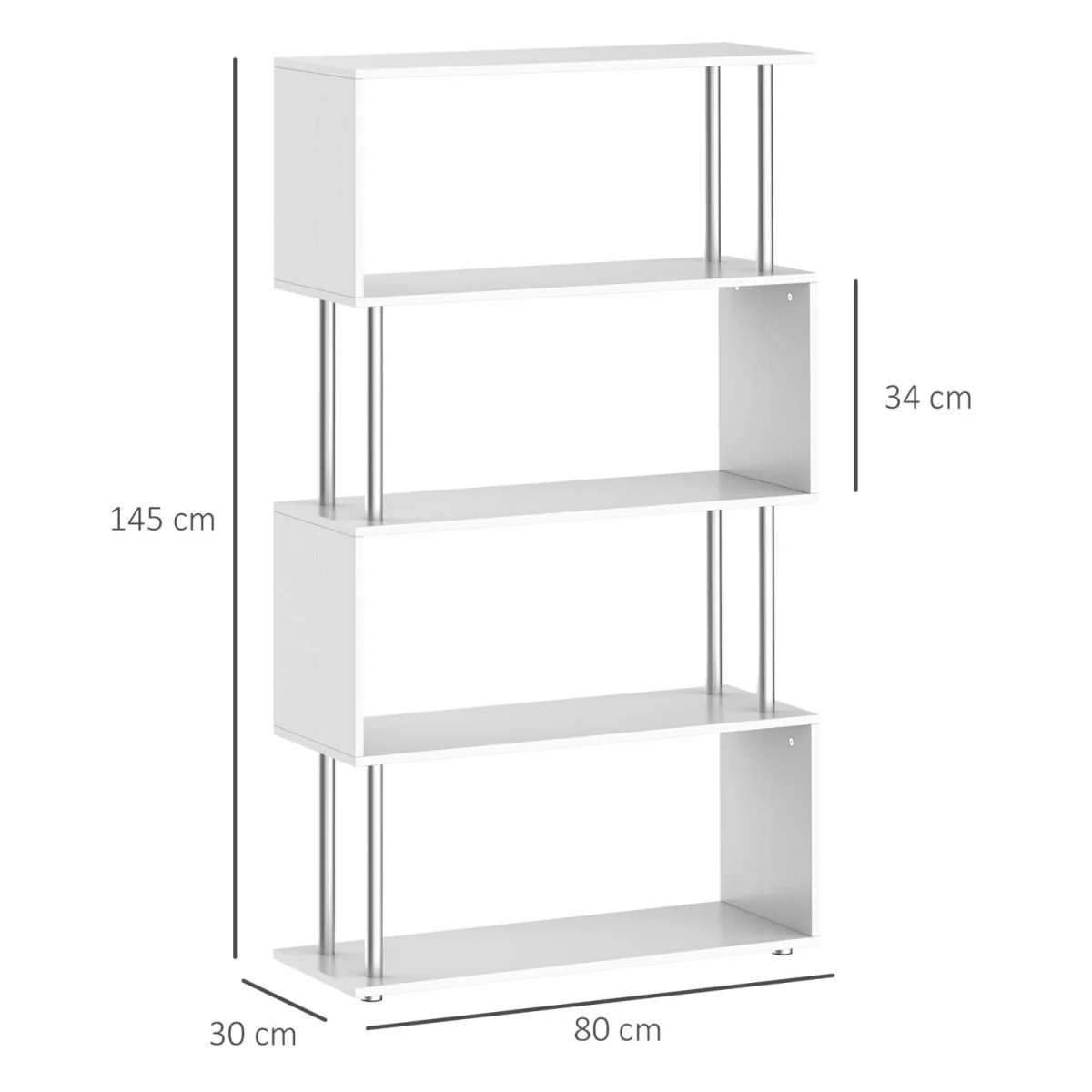 Fini Wood 5-Tier S-Shape Freestanding Bookcase 80 x 30 x 145 cm – image 5