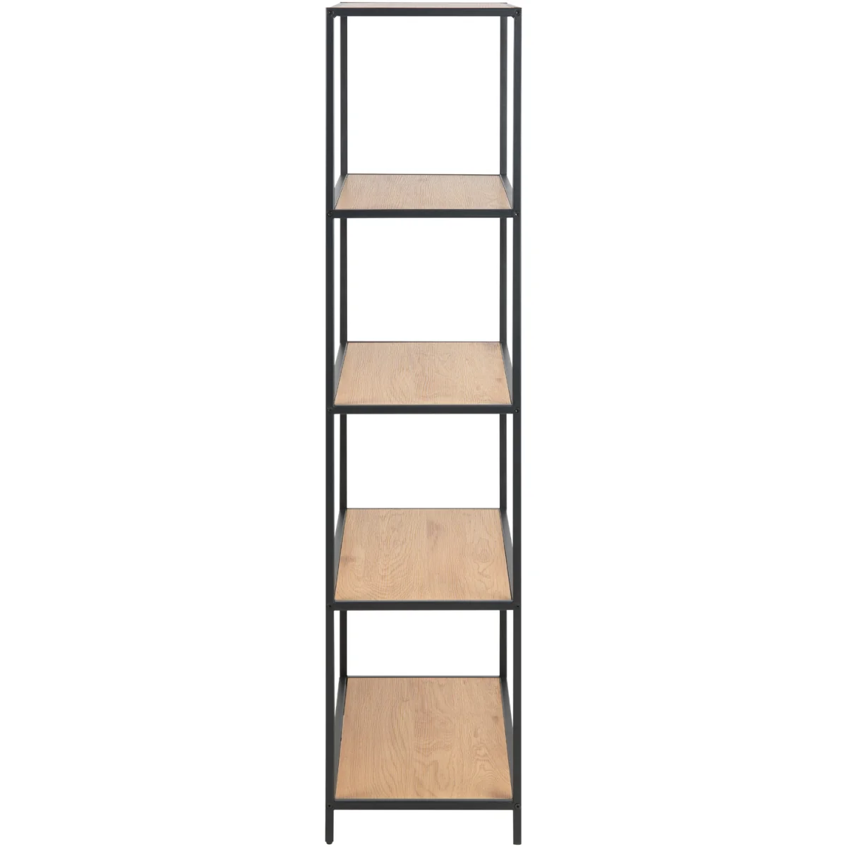 Seaford Black Metal Low Bookcase with 3 Oak Shelves - Oak & Black – image 3