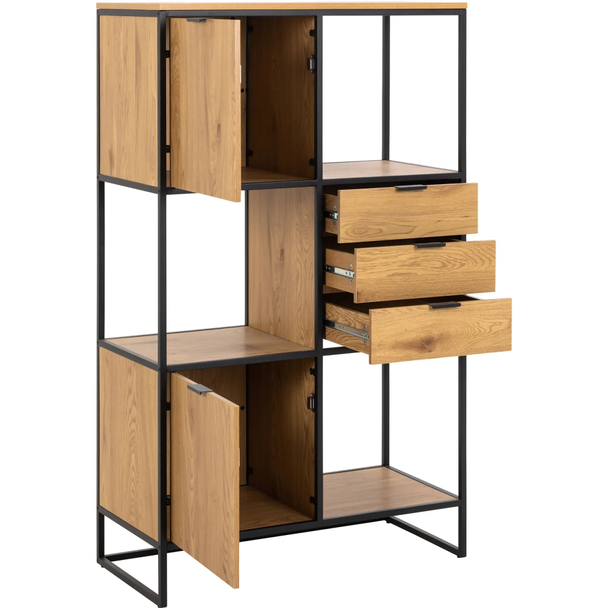 Swindon Bookcase with 2 Doors, 3 Drawers and 1 Shelves in Black - Black – image 4