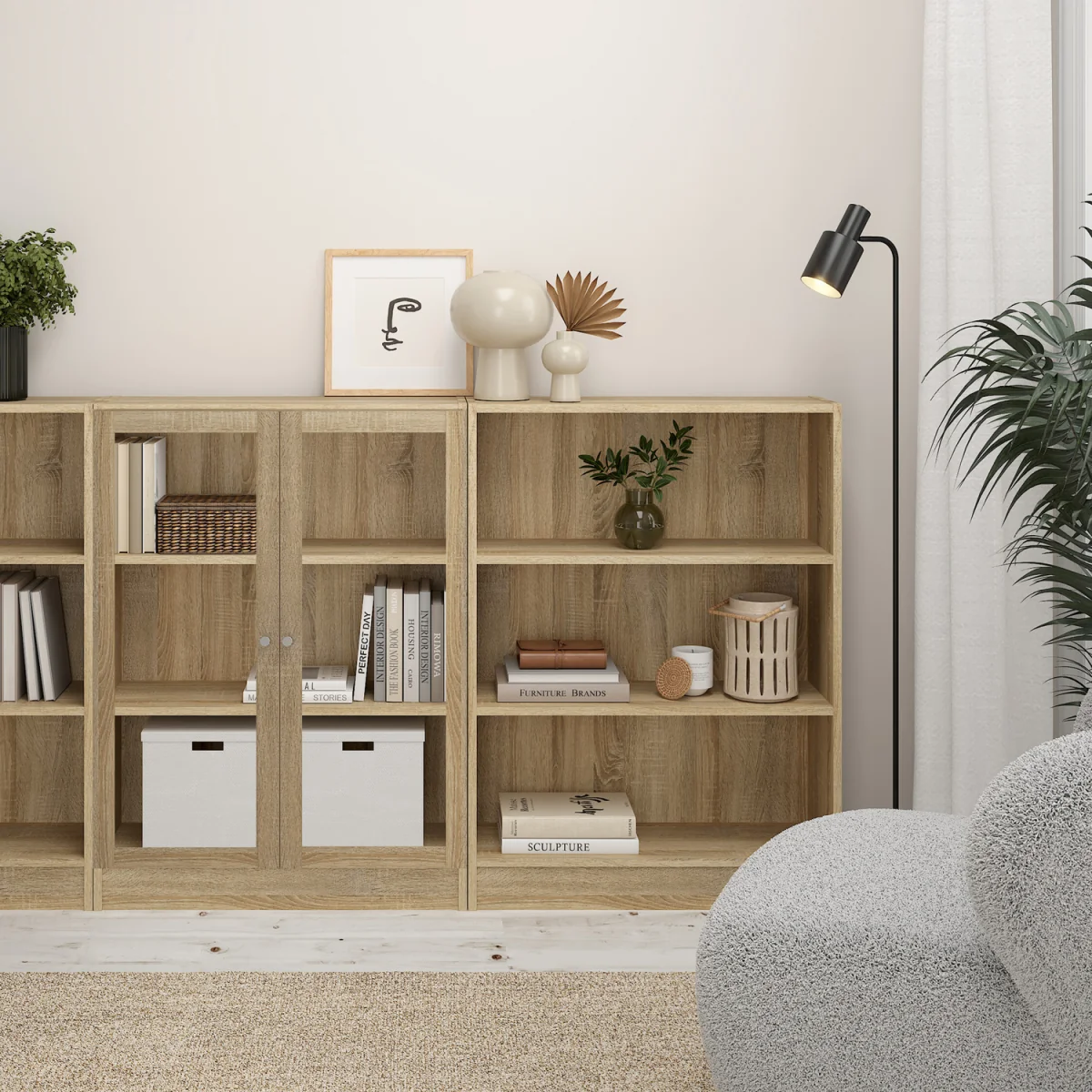 Basic Low Narrow Bookcase (2 Shelves) - Oak – image 3