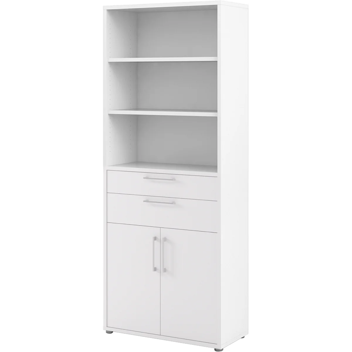 Prima Bookcase 3 Shelves with 2 Drawers 2 Doors - White – image 3