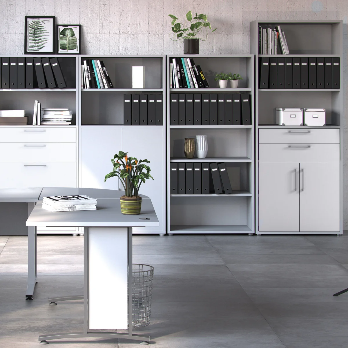 Prima Bookcase 3 Shelves with 2 Drawers 2 Doors - White – image 4