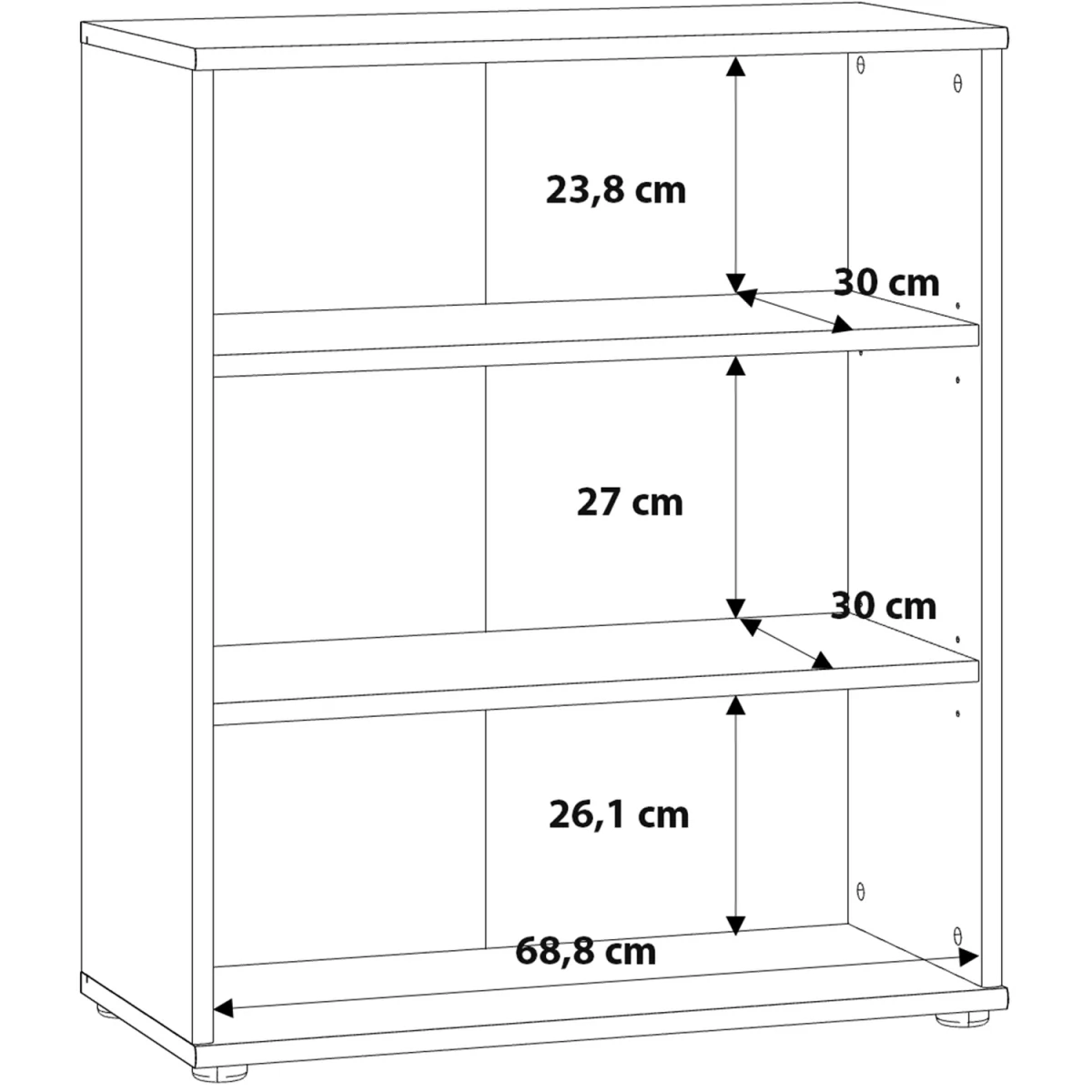 Essential Low Wide 2 Shelf Bookcase in Vintage Oak - Vintage Oak – image 5