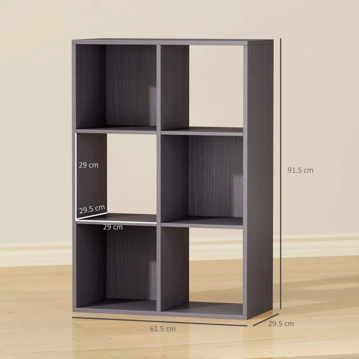 Fahe Wooden Grey 6 Cube Storage Bookcase – image 5