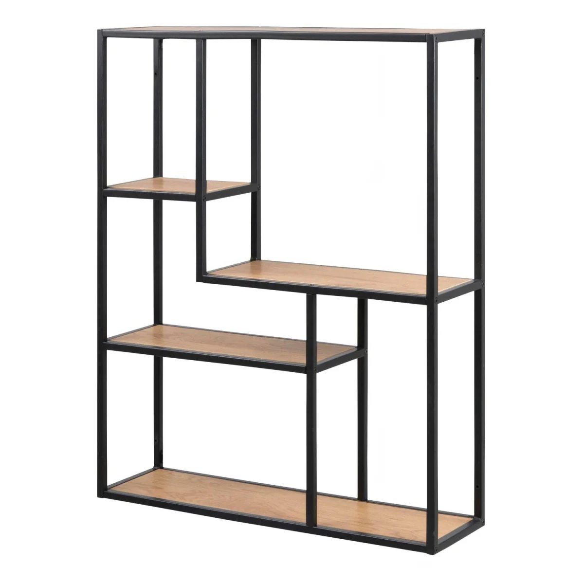 El Paso Wall Shelf Matt Steel Frame Wild Oak Effect 3 Shelves - Black – image 3