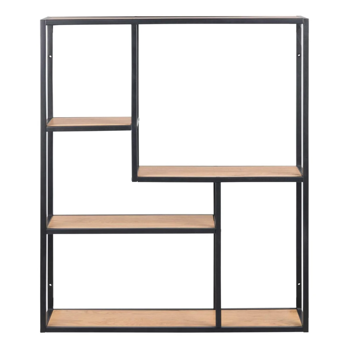 El Paso Wall Shelf Matt Steel Frame Wild Oak Effect 3 Shelves - Black – image 4