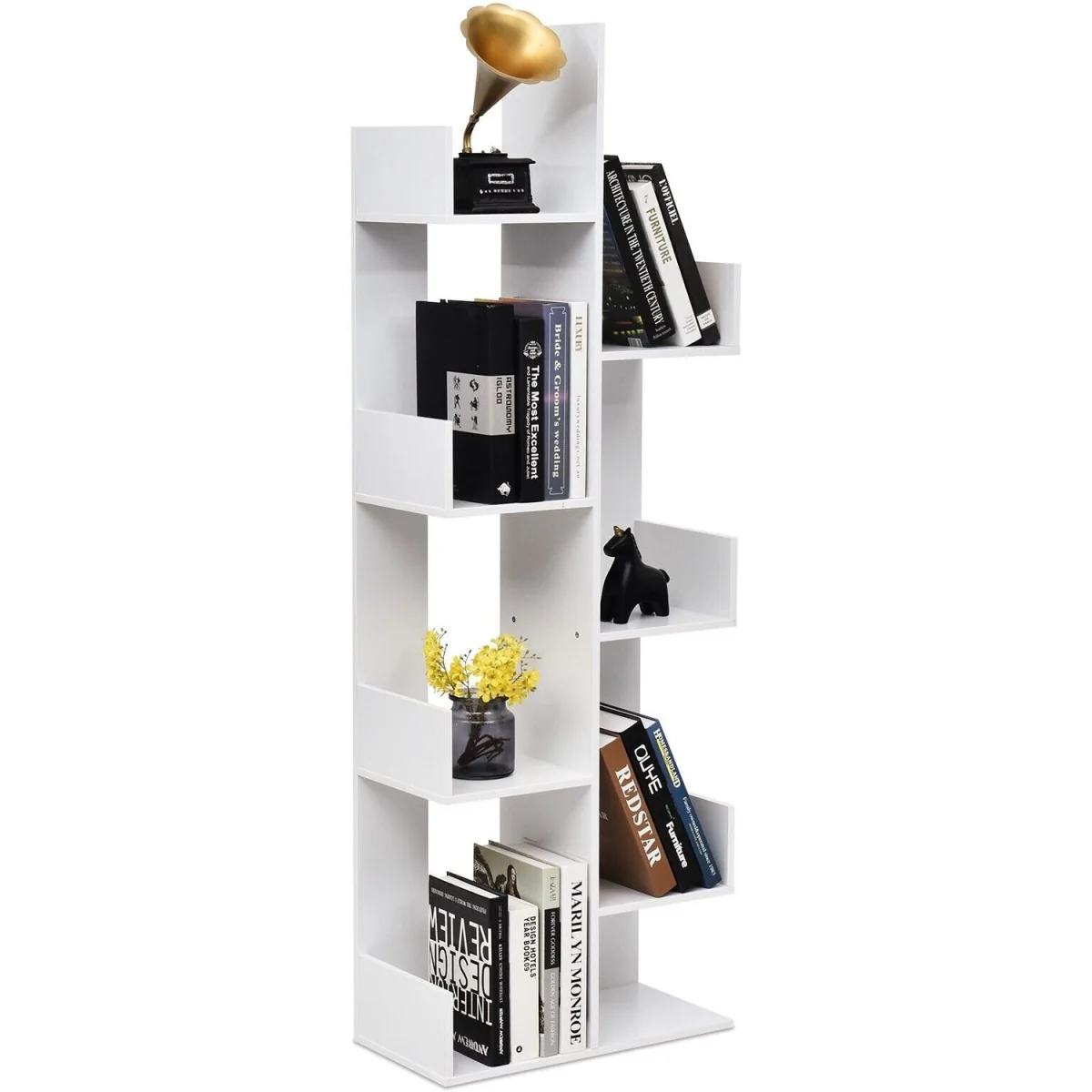 8 Tier Display Floor Standing Bookcase Shelving Organizer - White – image 2