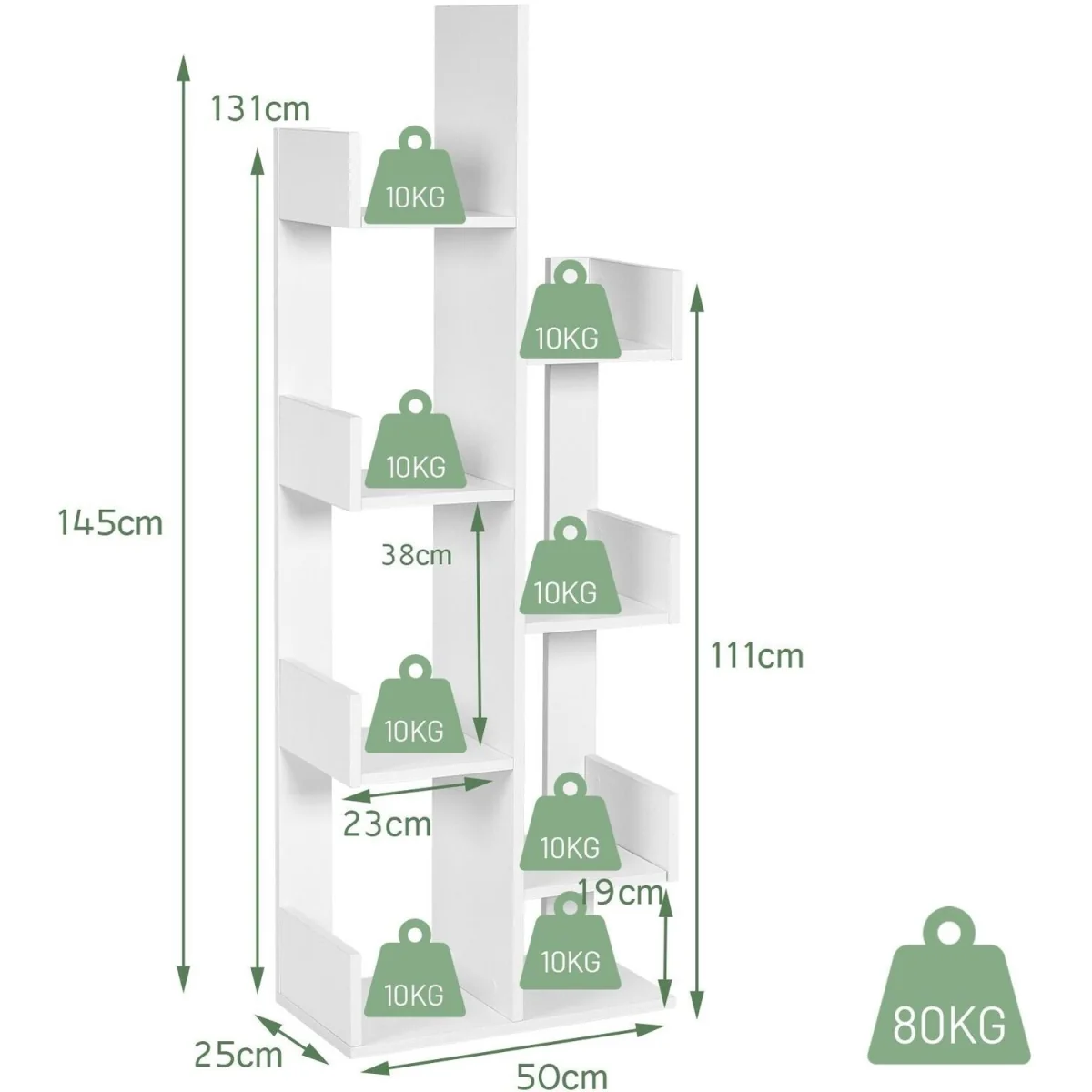 8 Tier Display Floor Standing Bookcase Shelving Organizer - White – image 3