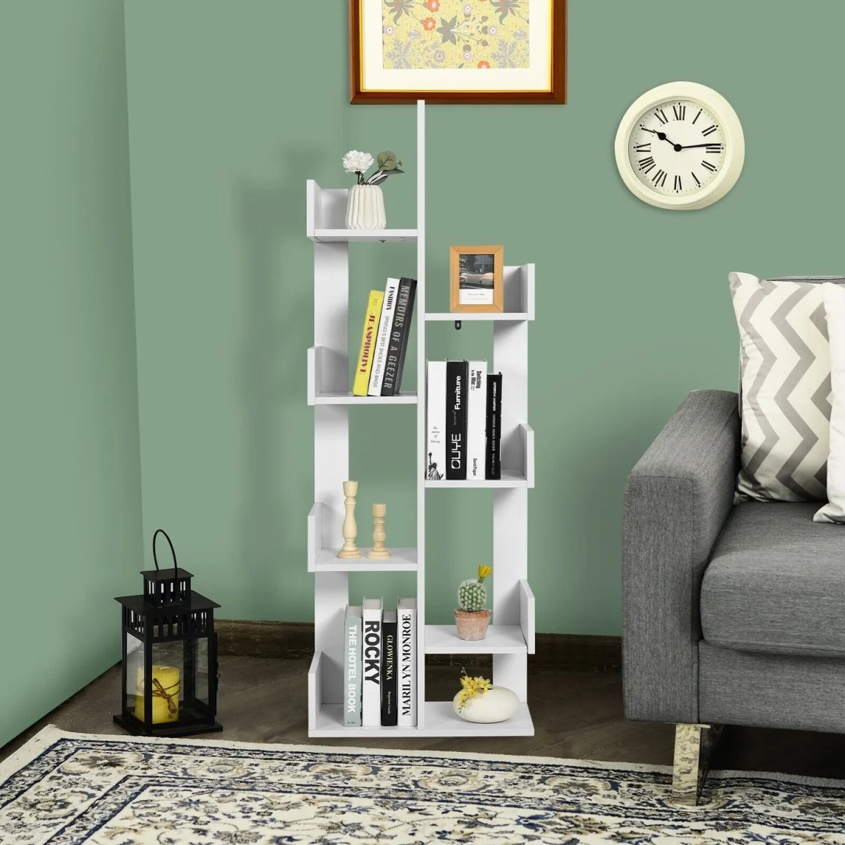 8 Tier Display Floor Standing Bookcase Shelving Organizer - White – image 4