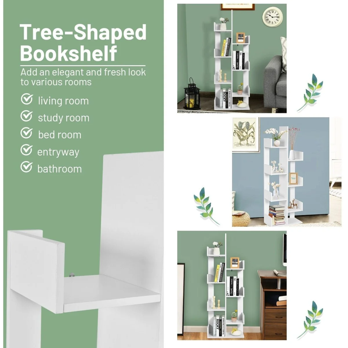 8 Tier Display Floor Standing Bookcase Shelving Organizer - White – image 7