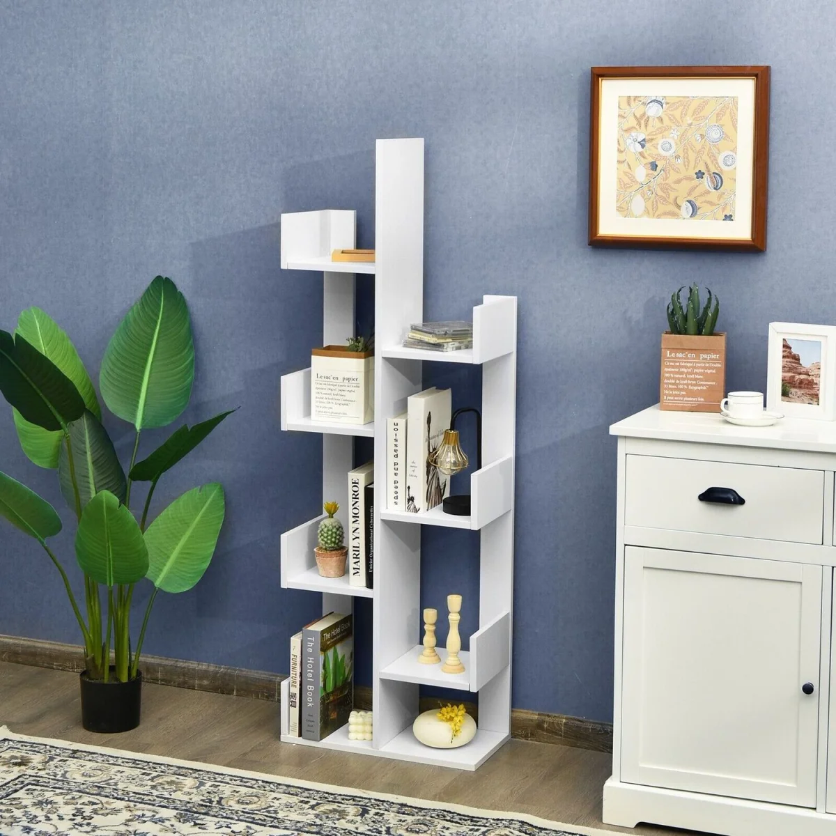 8 Tier Display Floor Standing Bookcase Shelving Organizer - White – image 9