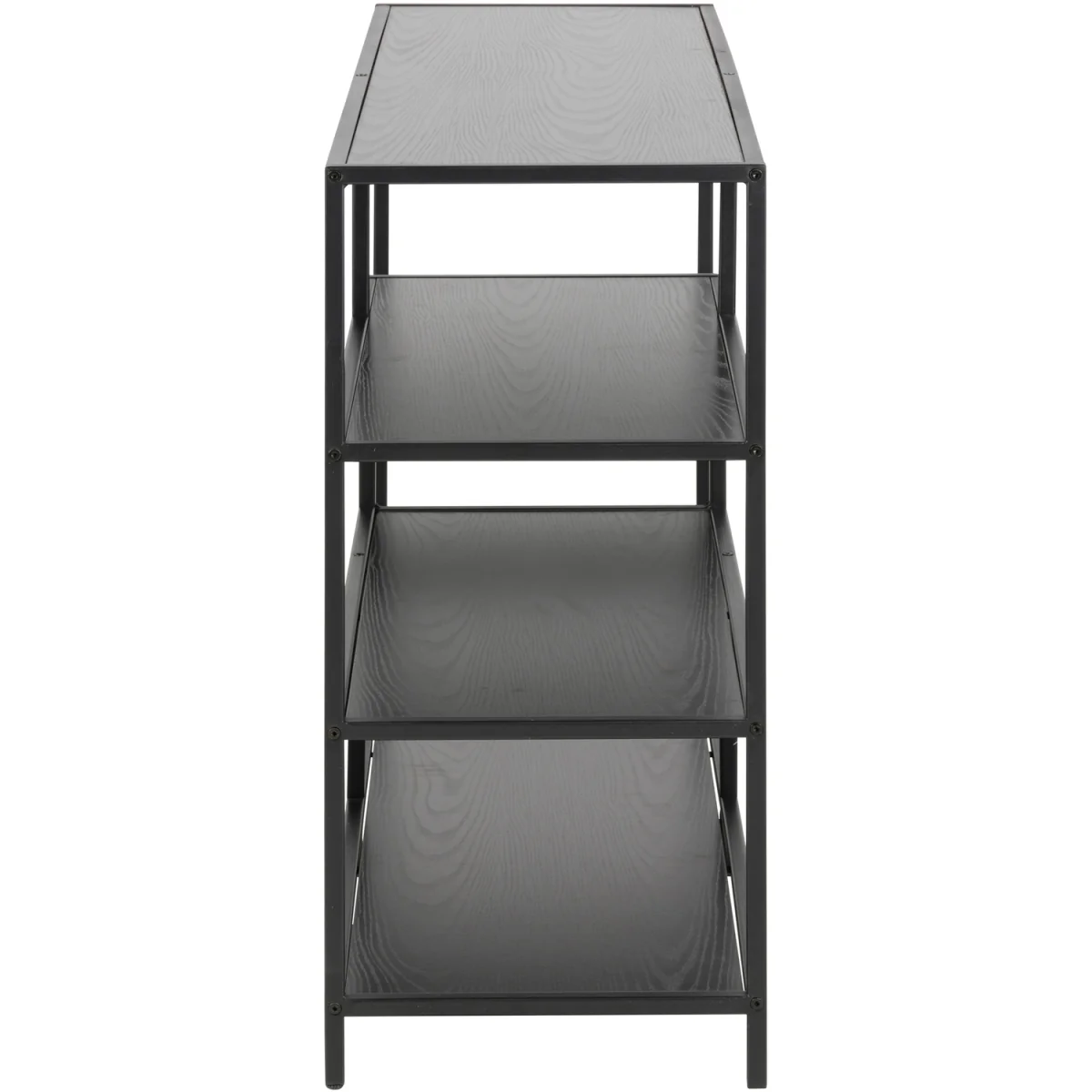 Seaford Wide Black Metal Bookcase with 4 Black Oak Shelves - Black – image 3