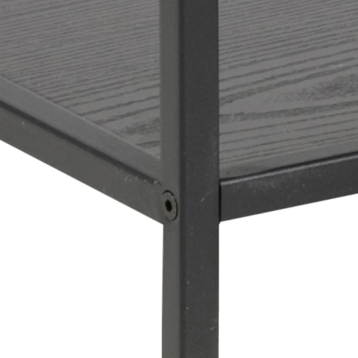 Seaford Wide Black Metal Bookcase with 4 Black Oak Shelves - Black – image 8