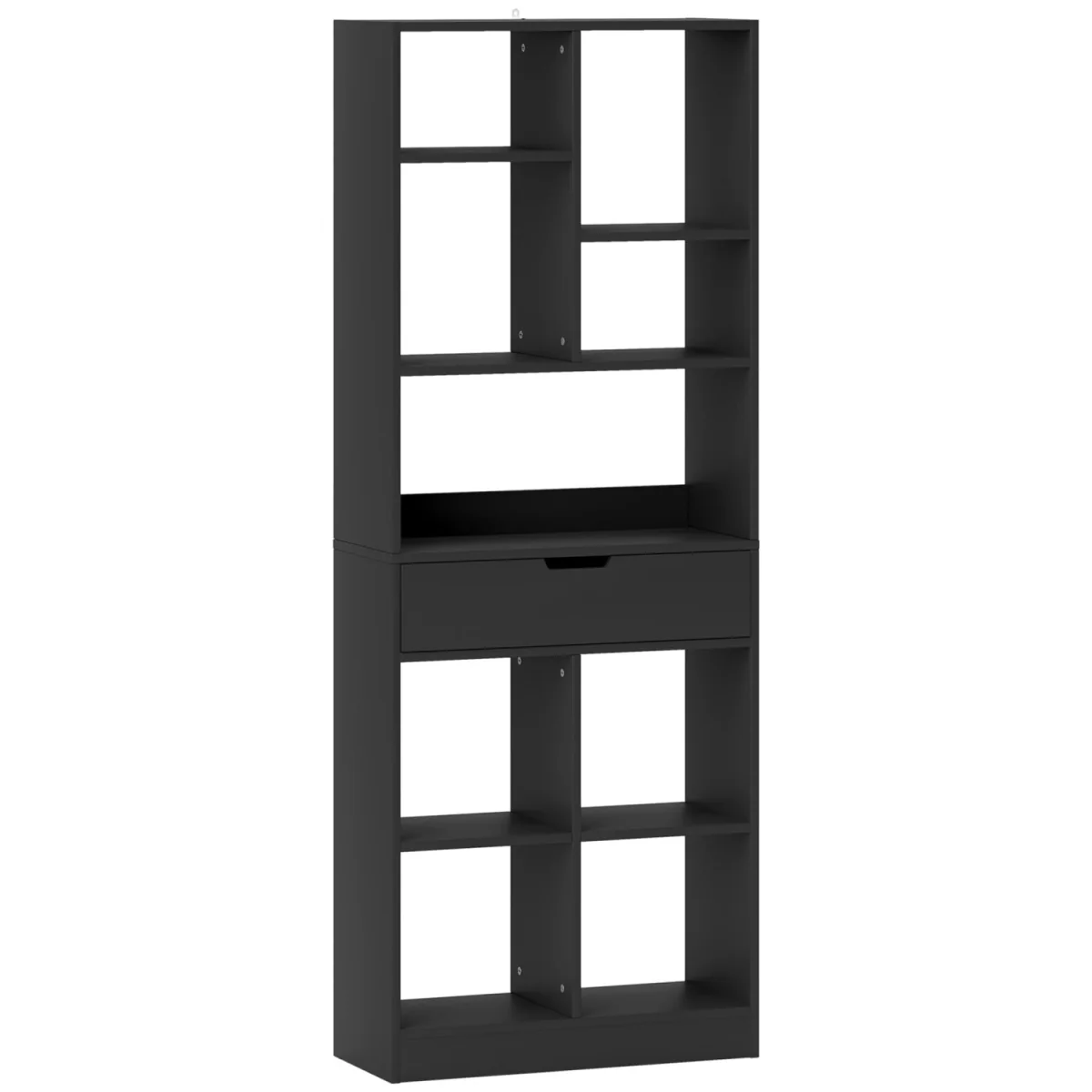Farama Metal and Wood Black Tall Freestanding Bookcase with Drawer Storage – image 3