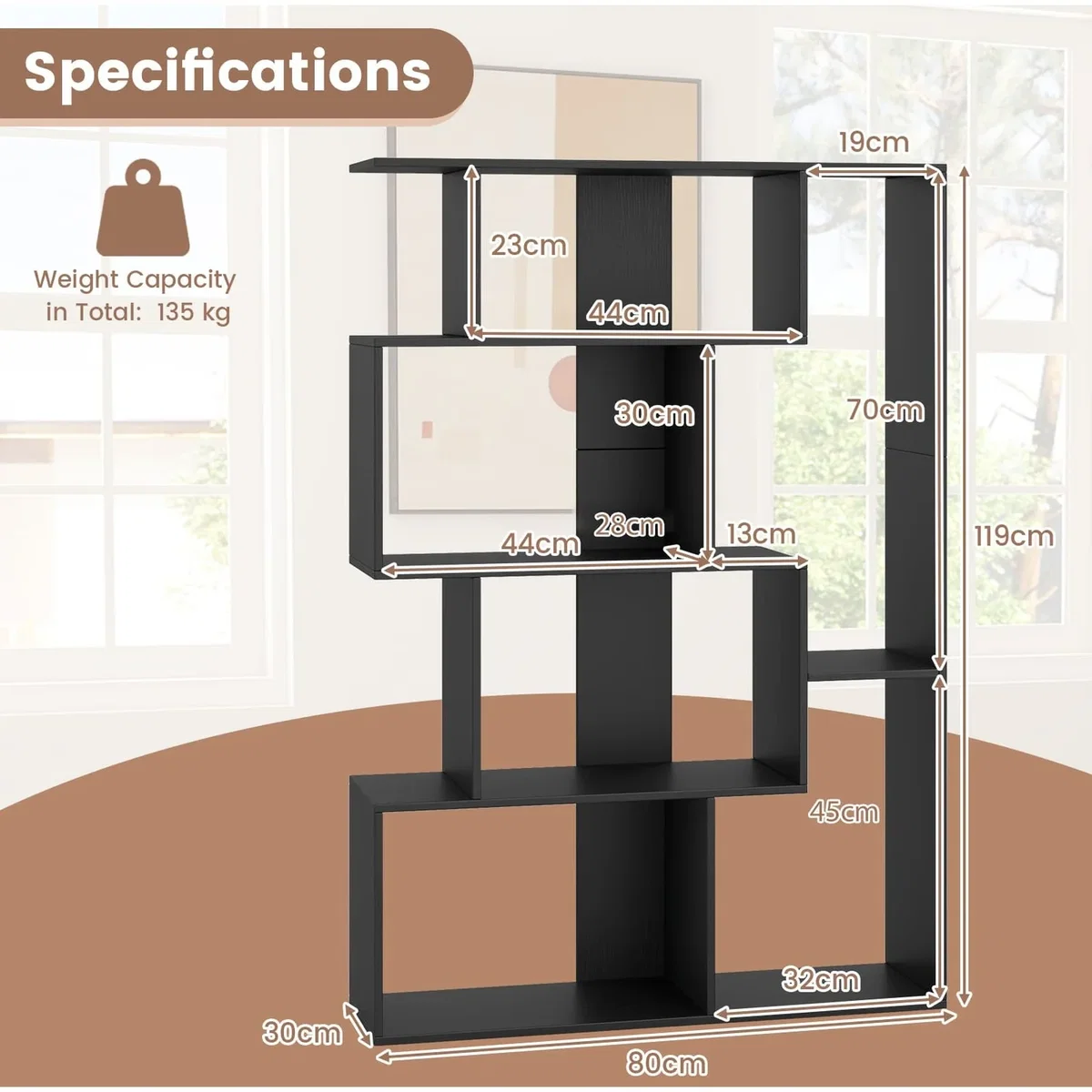Costway 6-Cube Large Bookcase B - Black – image 4