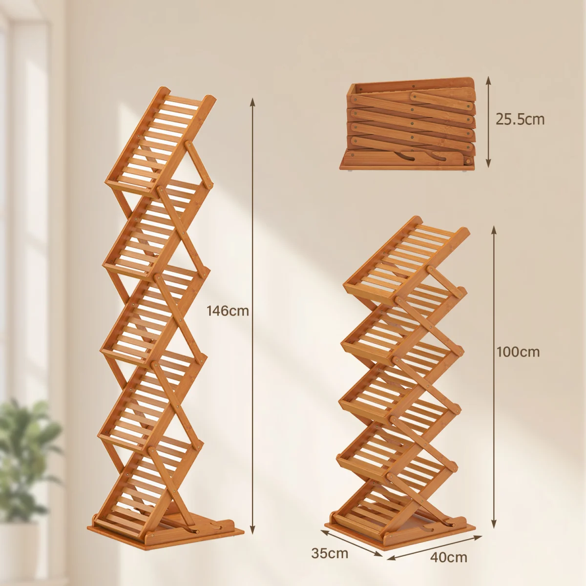 Foldable Bamboo Magazine Rack - Walnut – image 3