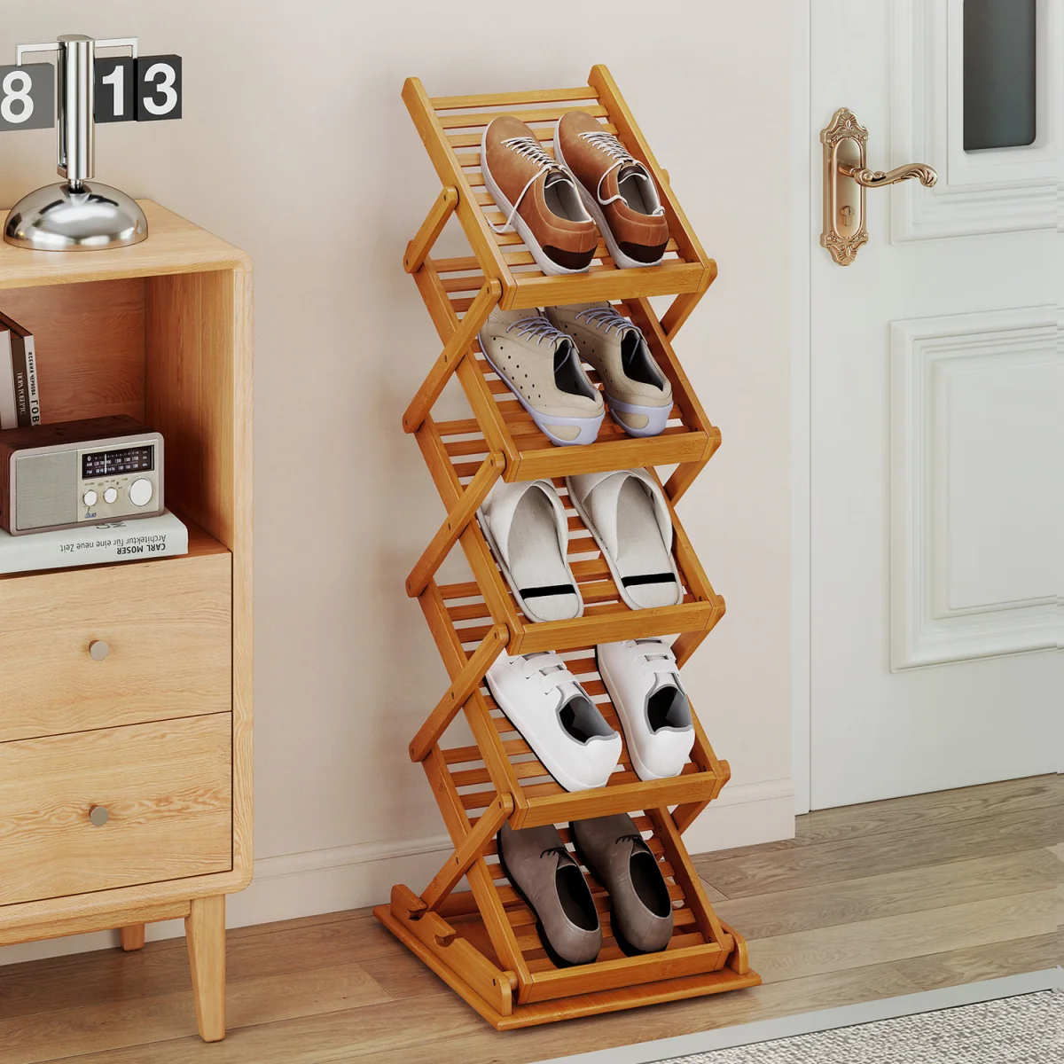 Foldable Bamboo Magazine Rack - Walnut – image 4
