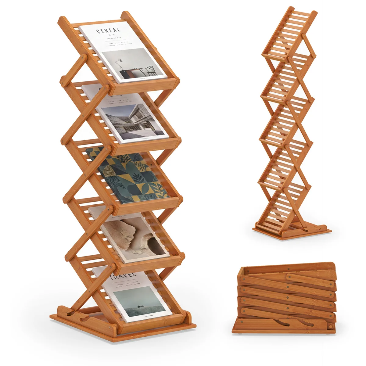 Foldable Bamboo Magazine Rack - Walnut – image 5