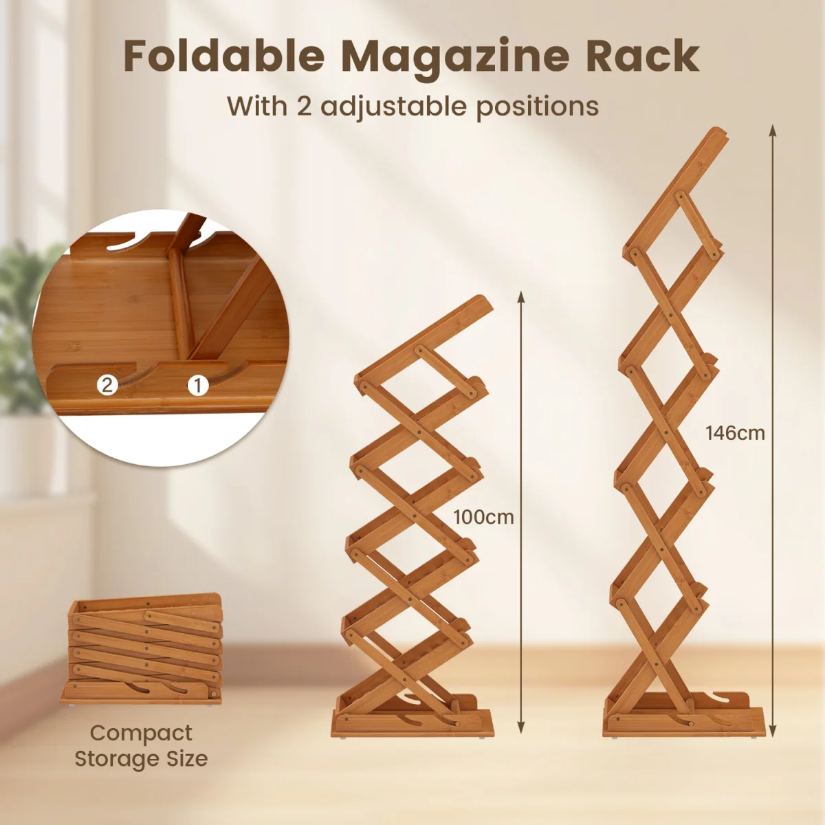 Foldable Bamboo Magazine Rack - Walnut – image 6