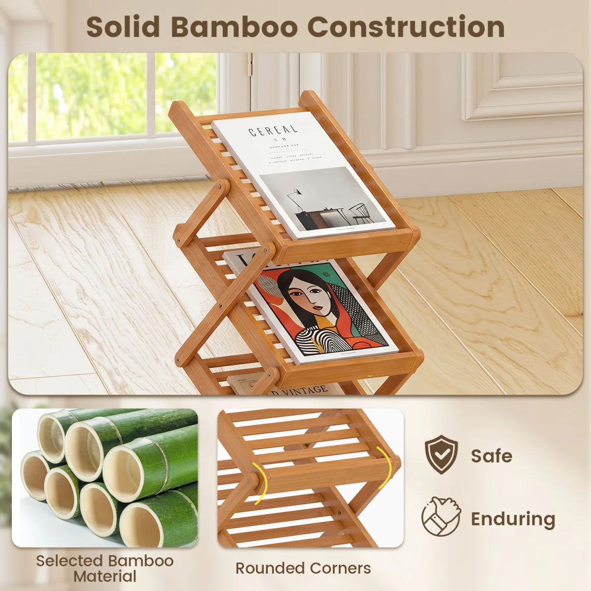 Foldable Bamboo Magazine Rack - Walnut – image 7