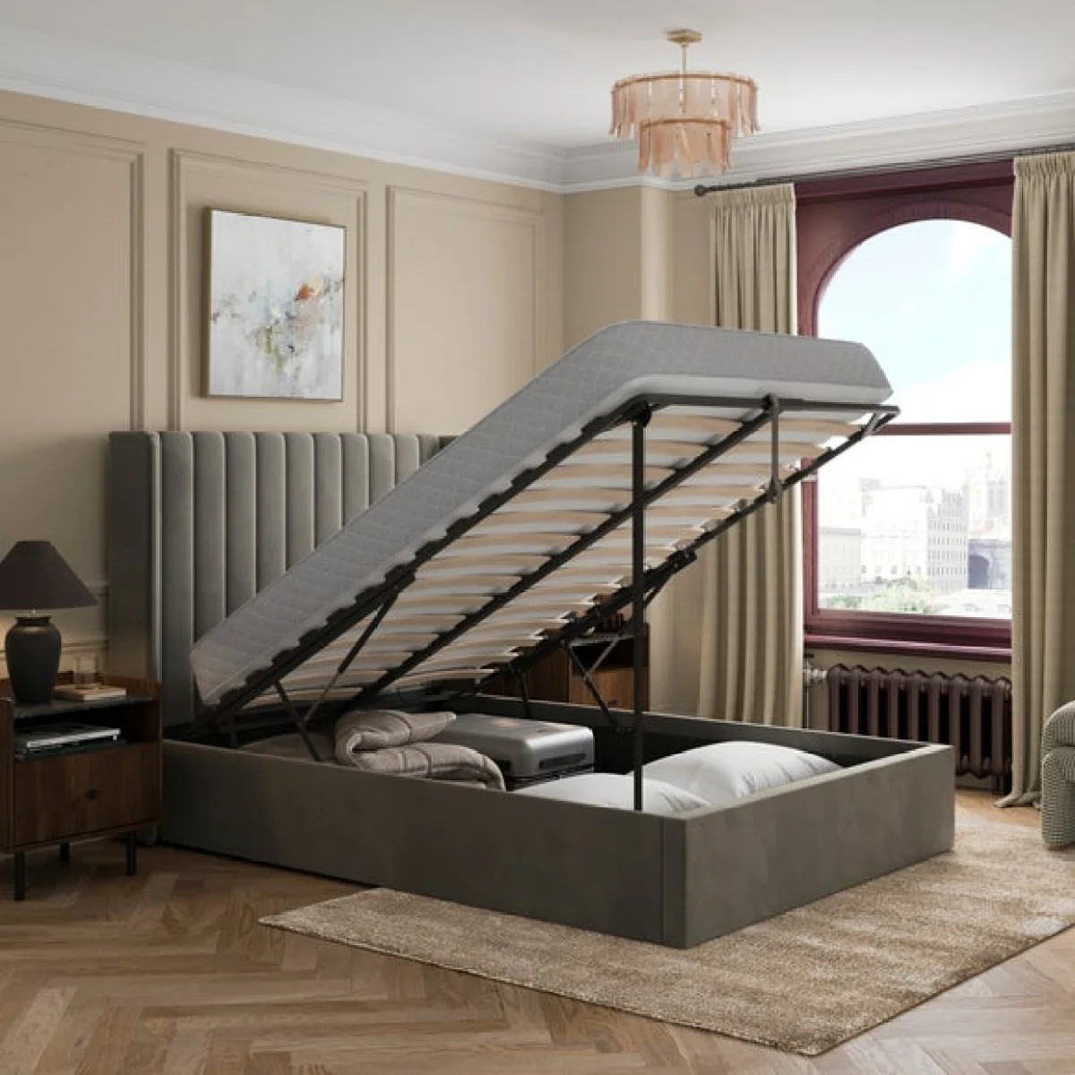 Alara Velvet Ottoman Bed – image 2