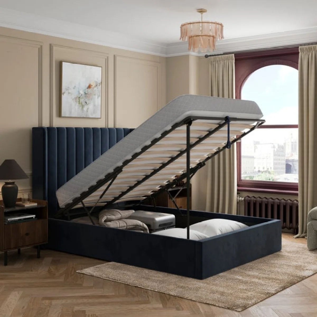 Alara Velvet Ottoman Bed – image 2