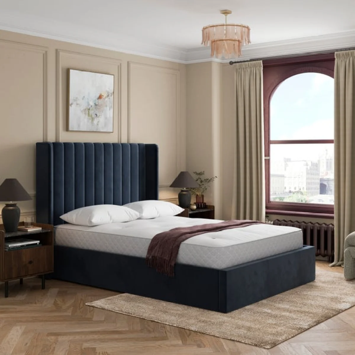 Alara Velvet Ottoman Bed – image 1