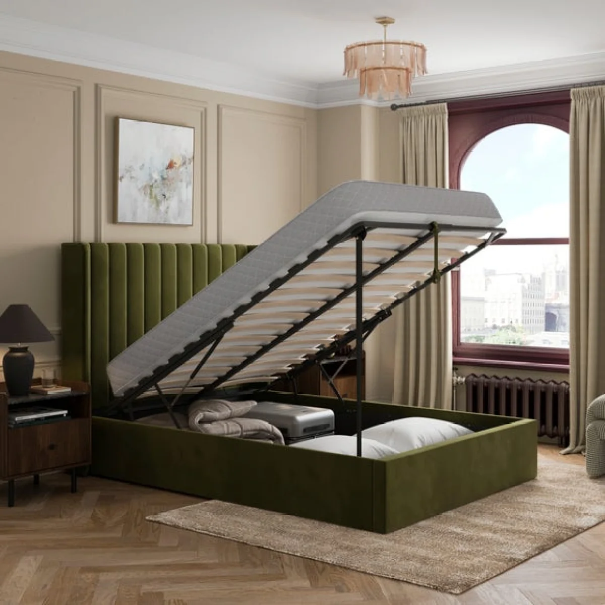 Alara Velvet Ottoman Bed – image 2