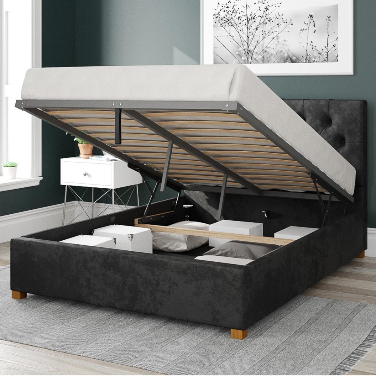 Olivier Mirazzi Velvet Ottoman Bed Black – image 2