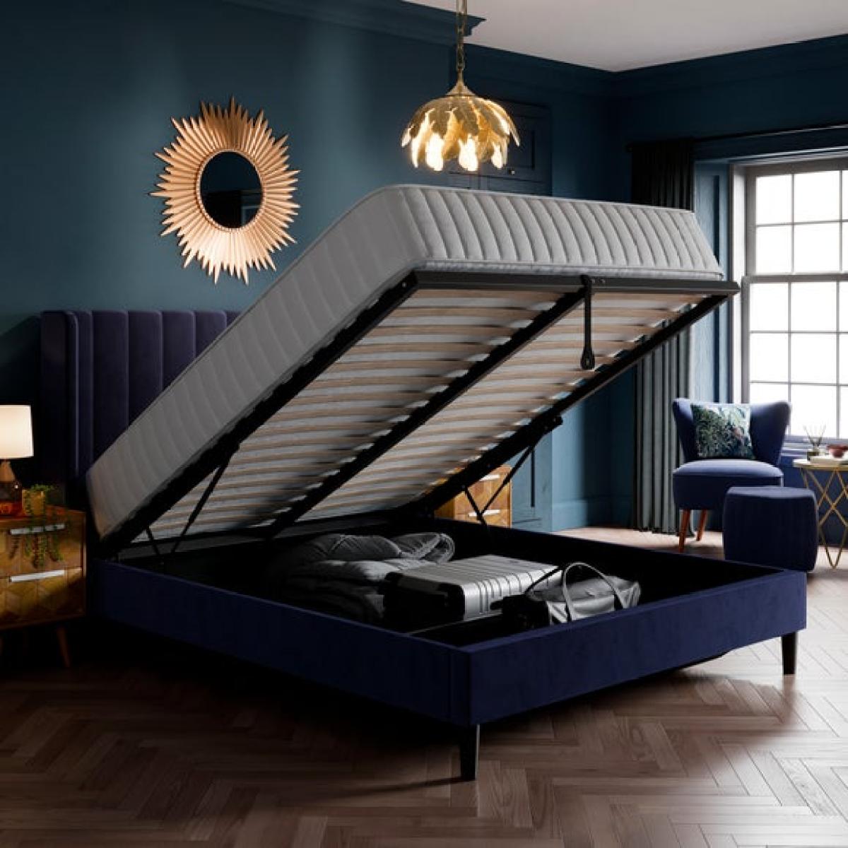 Alara Pleated Ottoman Bed Frame, Velvet – image 2