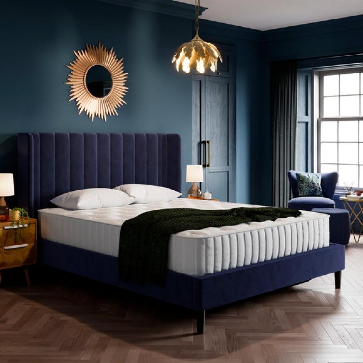 Alara Pleated Ottoman Bed Frame, Velvet – image 1