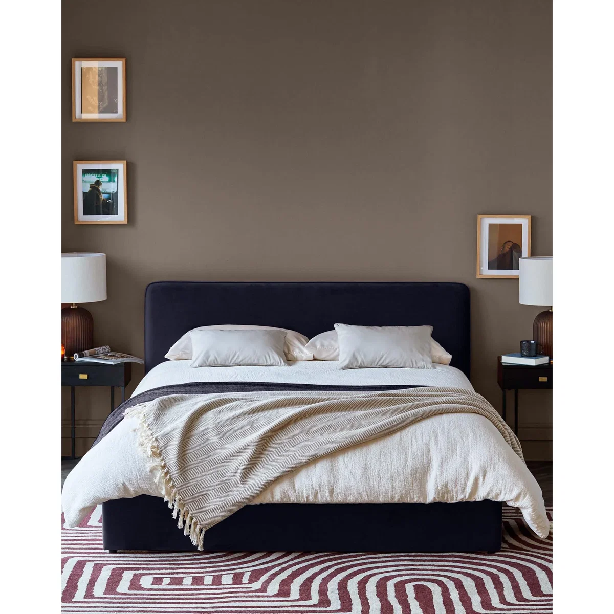 Turin dark navy velvet king size ottoman storage bed – image 3